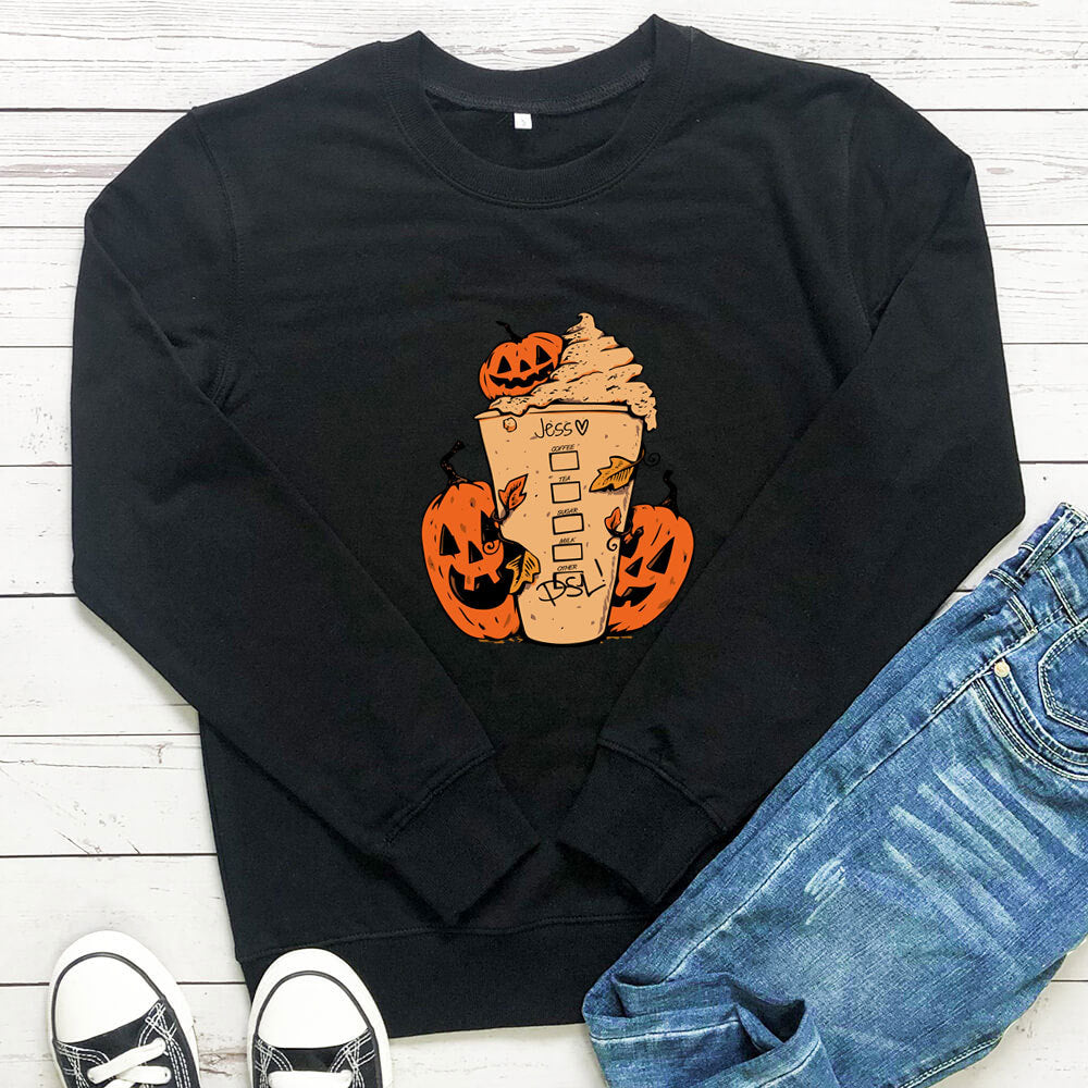 Women's Coffee Cup Print Sweatshirt