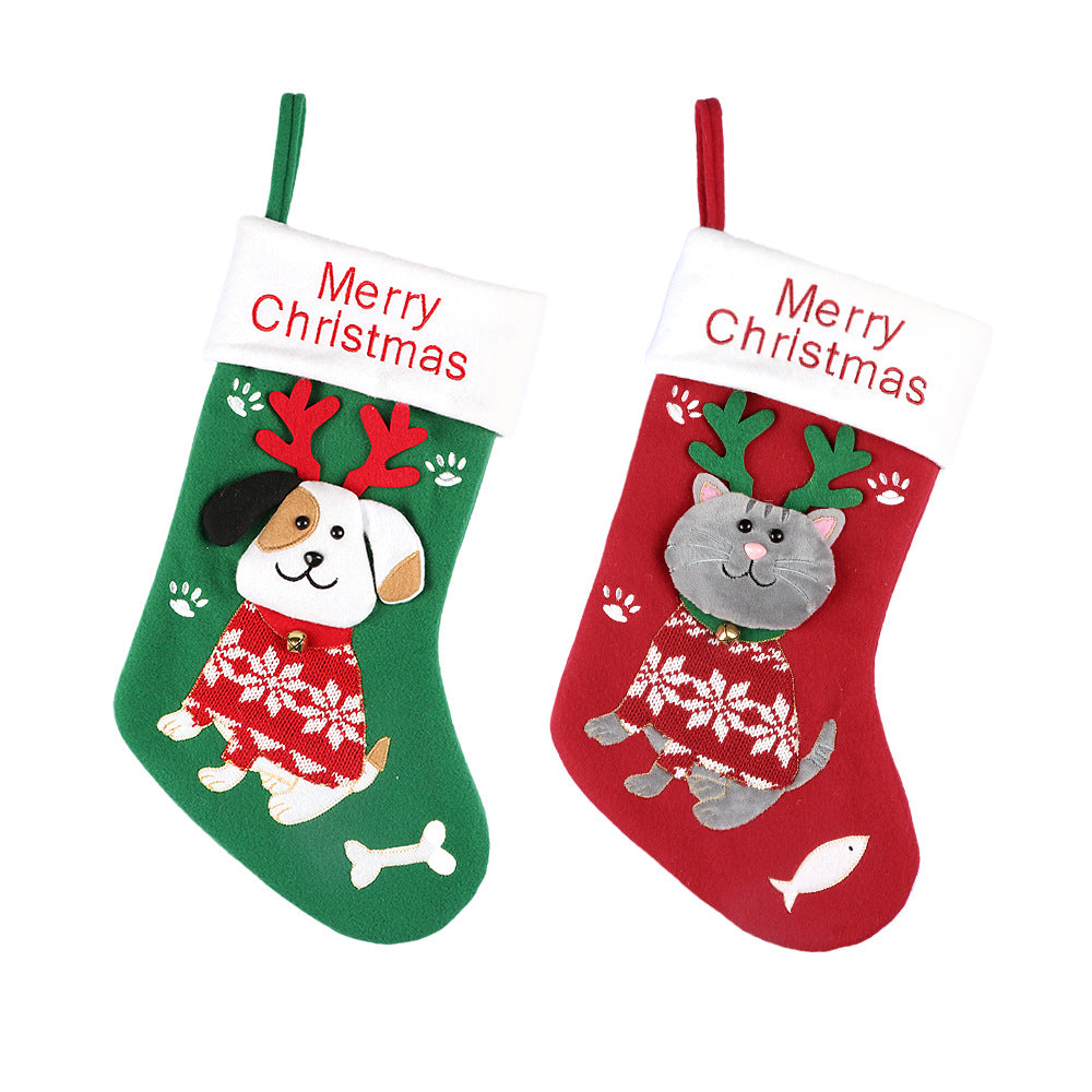 Cat & Dog Christmas Stocking Gift Bag