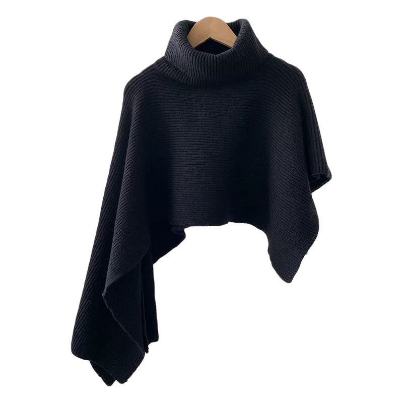 Women's High-Collar Knit Cape Sweater