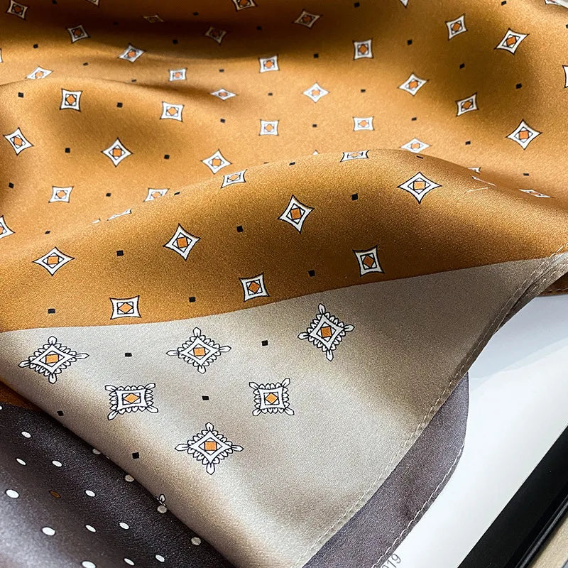 Women's Silk Square Scarf – Coffee Gold