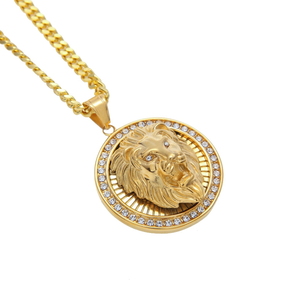 Men's Lion Head Pendant Necklace