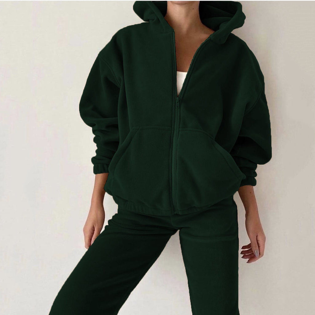 Women's Zip-Up Hoodie Two-Piece Set
