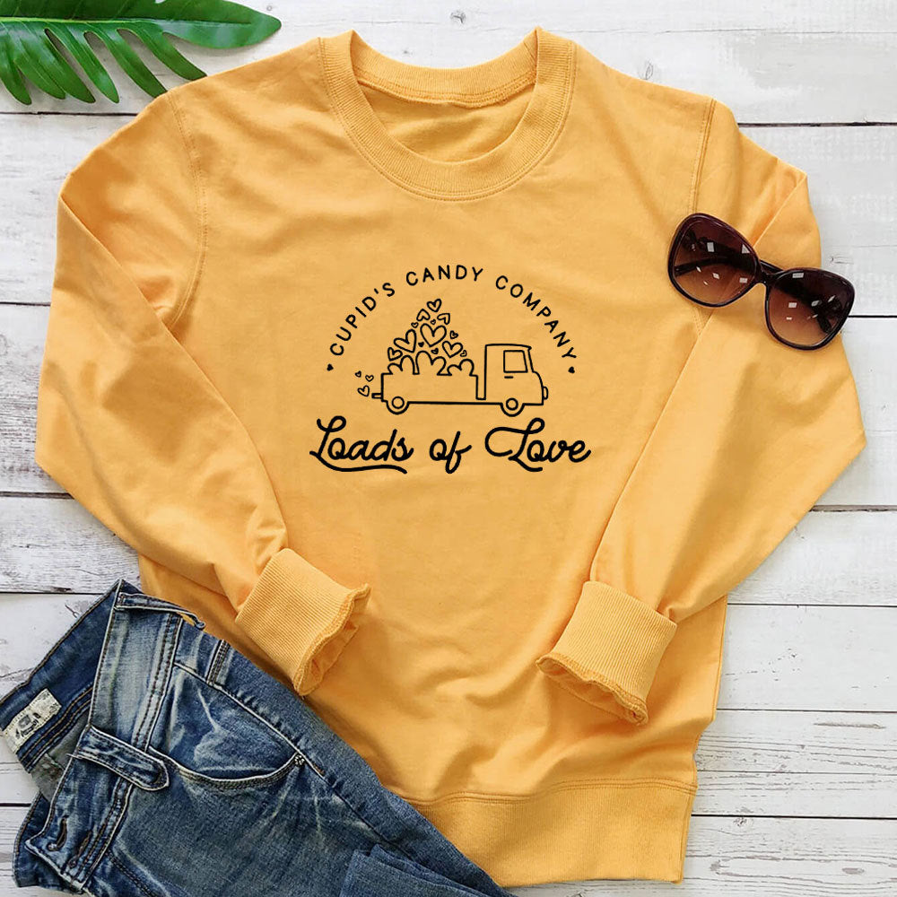 Letter car heart printed long sleeved sweatshirt