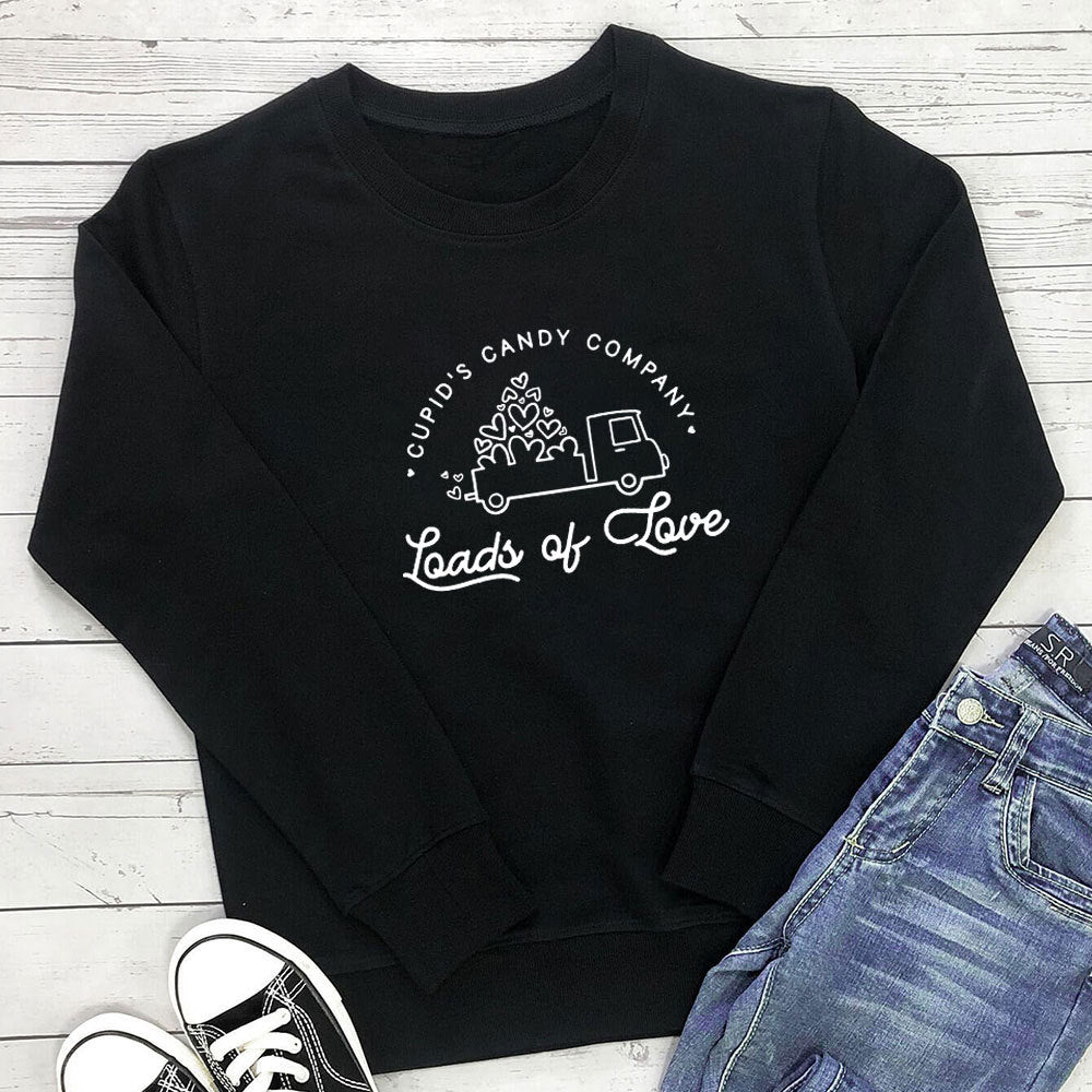 Letter car heart printed long sleeved sweatshirt