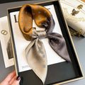 Women's Silk Square Scarf – Coffee Gold