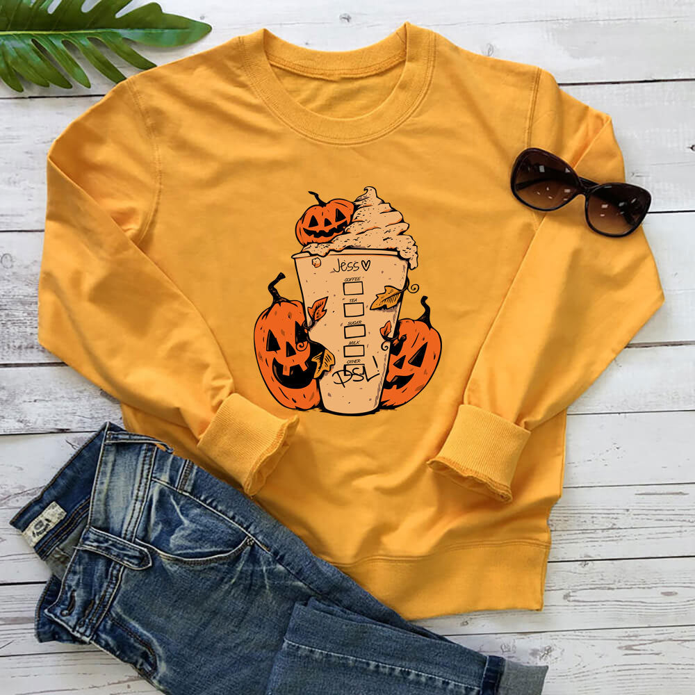 Women's Coffee Cup Print Sweatshirt