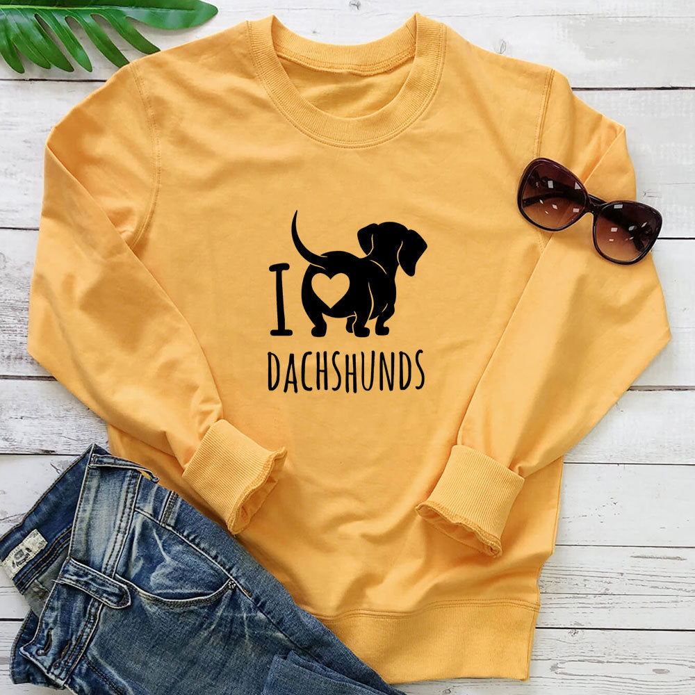 Women's I Love Dachshunds Print Sweatshirt