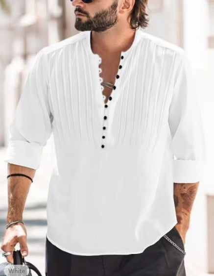 Men's Cotton-Linen Henley Shirt