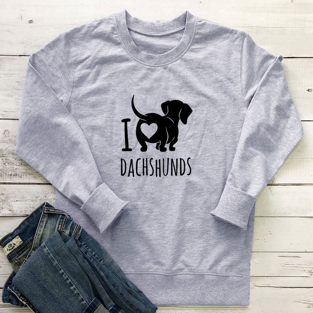 Women's I Love Dachshunds Print Sweatshirt