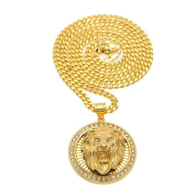 Men's Lion Head Pendant Necklace