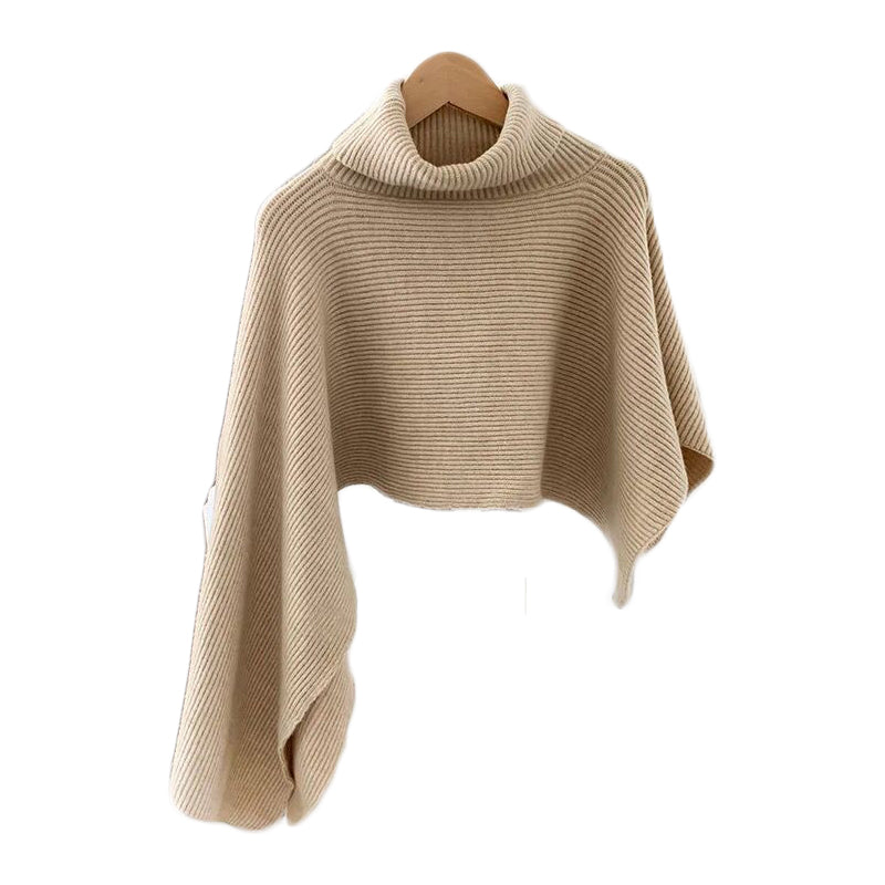 Women's High-Collar Knit Cape Sweater
