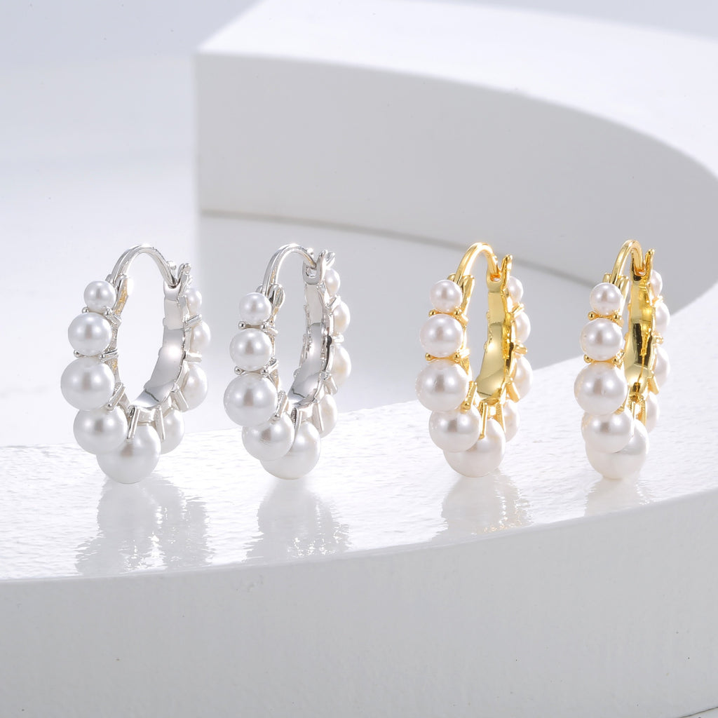 Women's Pearl Hoop Earrings