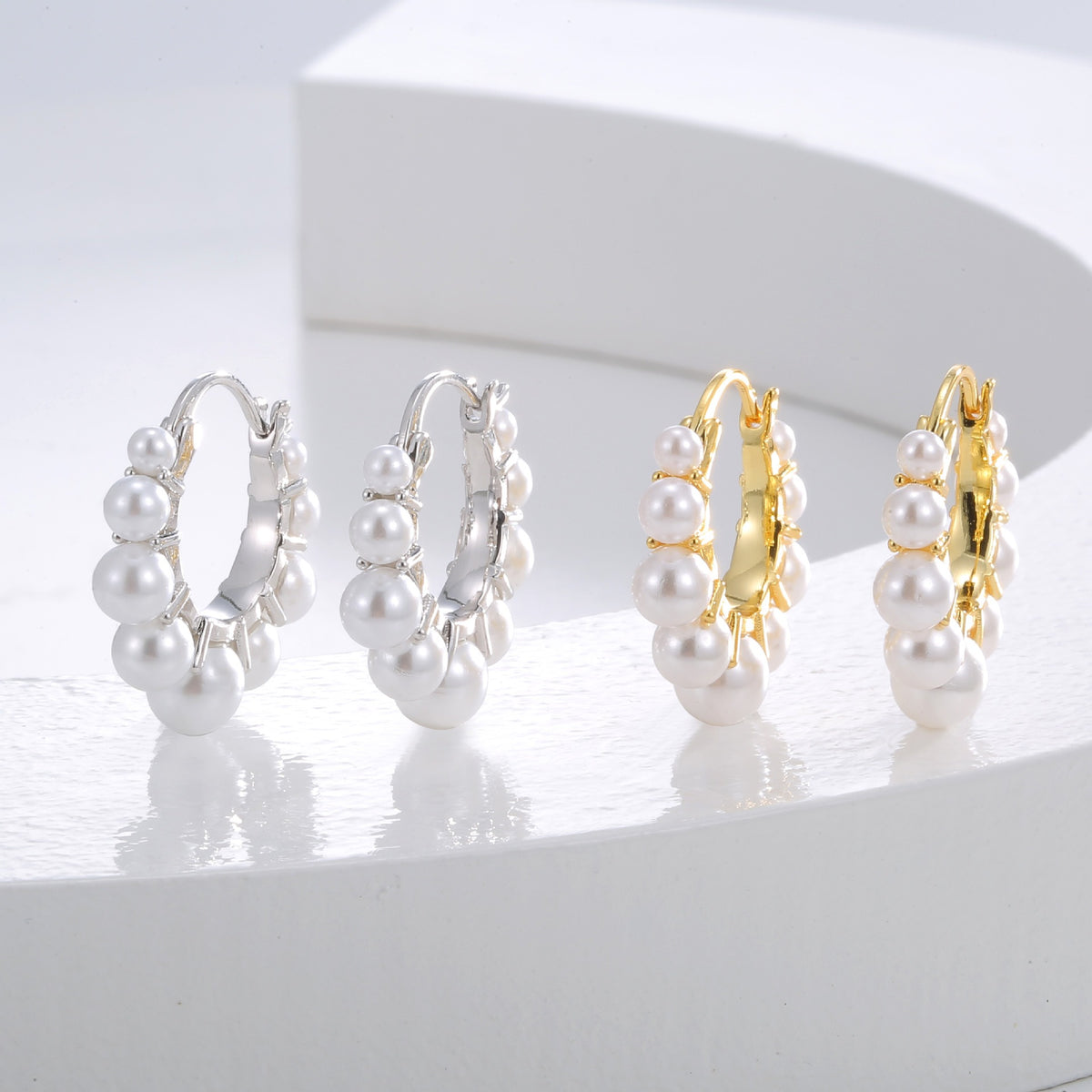 Women's Pearl Hoop Earrings