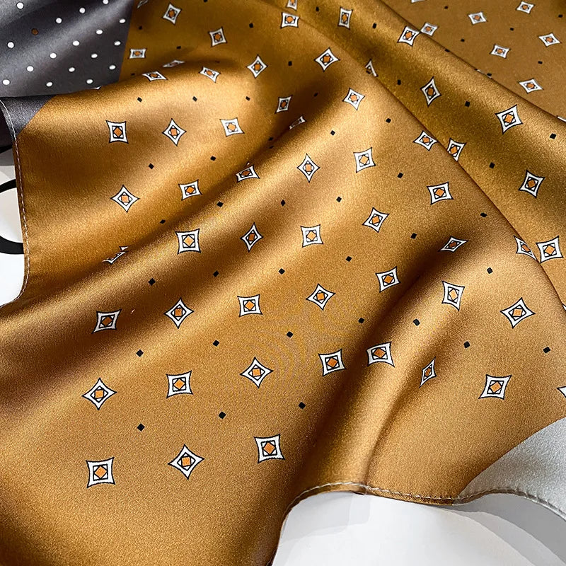 Women's Silk Square Scarf – Coffee Gold