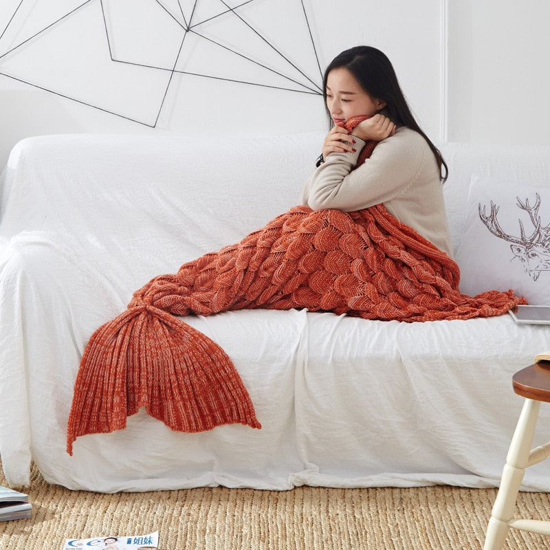 Mermaid Tail Blanket – Knit Fishtail Sofa Blanket