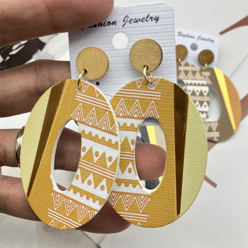 Women's Vintage Indian Wood Earrings