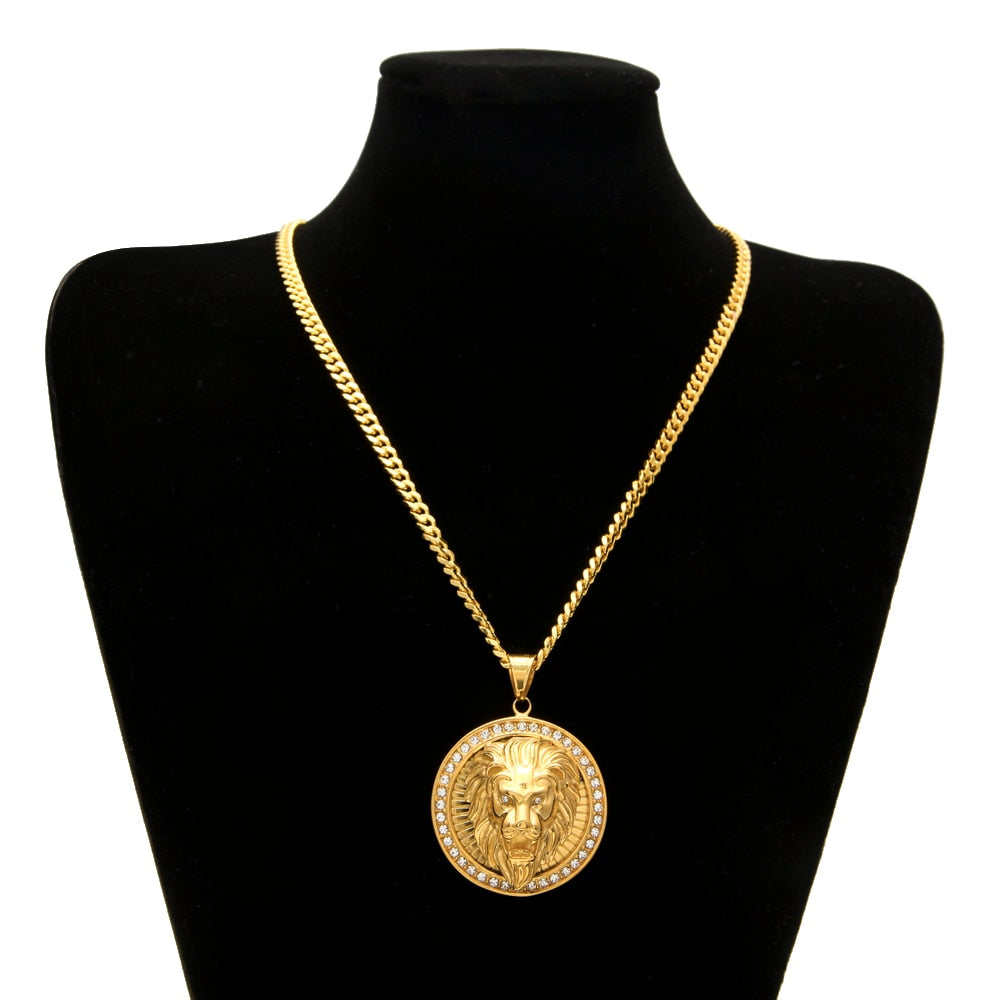 Men's Lion Head Pendant Necklace