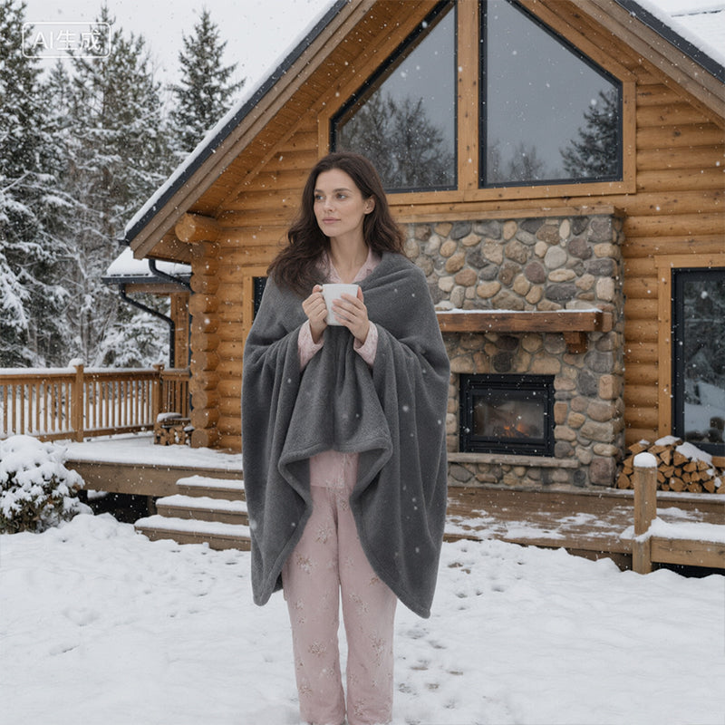 Women's Coral Velvet Heated Blanket Shawl
