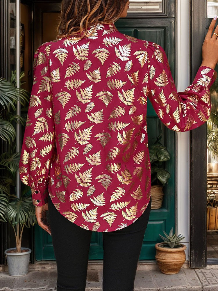 Women's Gold Fern Print Blouse