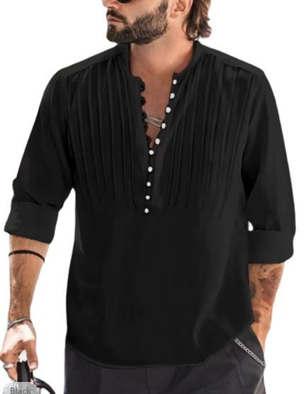Men's Cotton-Linen Henley Shirt