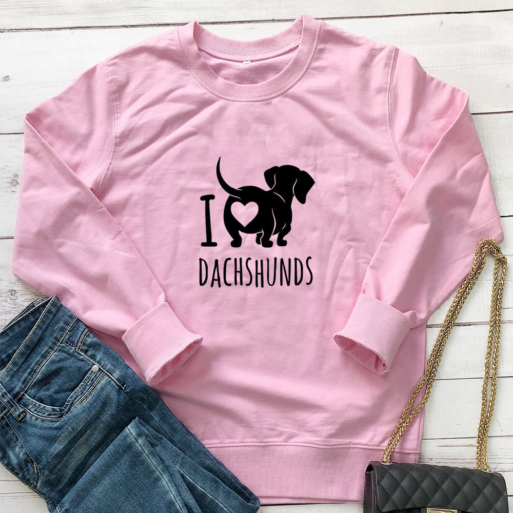 Women's I Love Dachshunds Print Sweatshirt