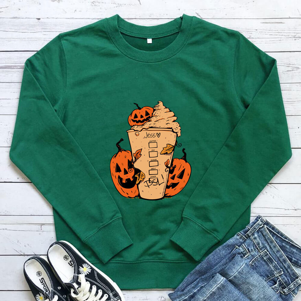 Women's Coffee Cup Print Sweatshirt