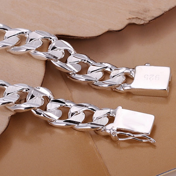 Men's 925 Sterling Silver Curb-Link Bracelet