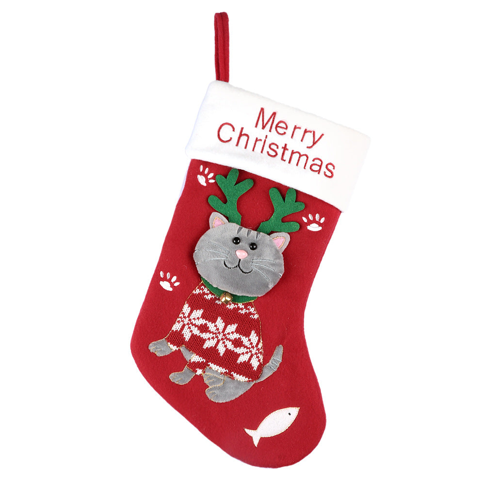 Cat & Dog Christmas Stocking Gift Bag