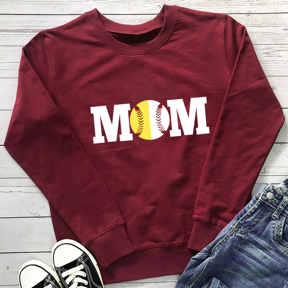 Women's MOM Baseball Print Sweatshirt