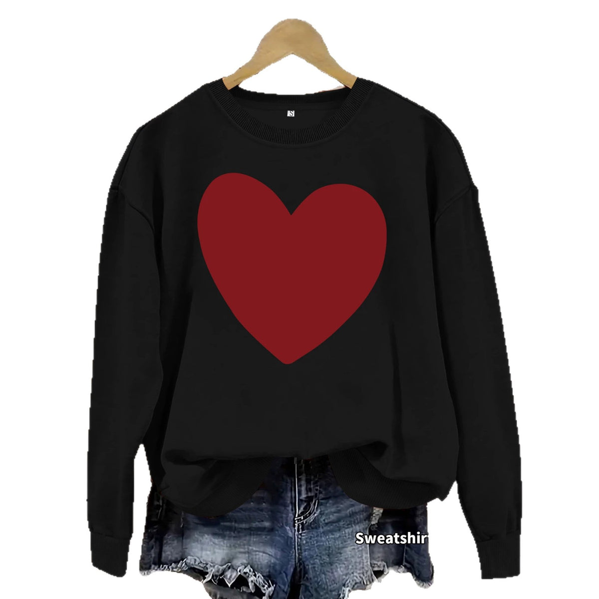 Women's Heart Print Fleece Hoodie