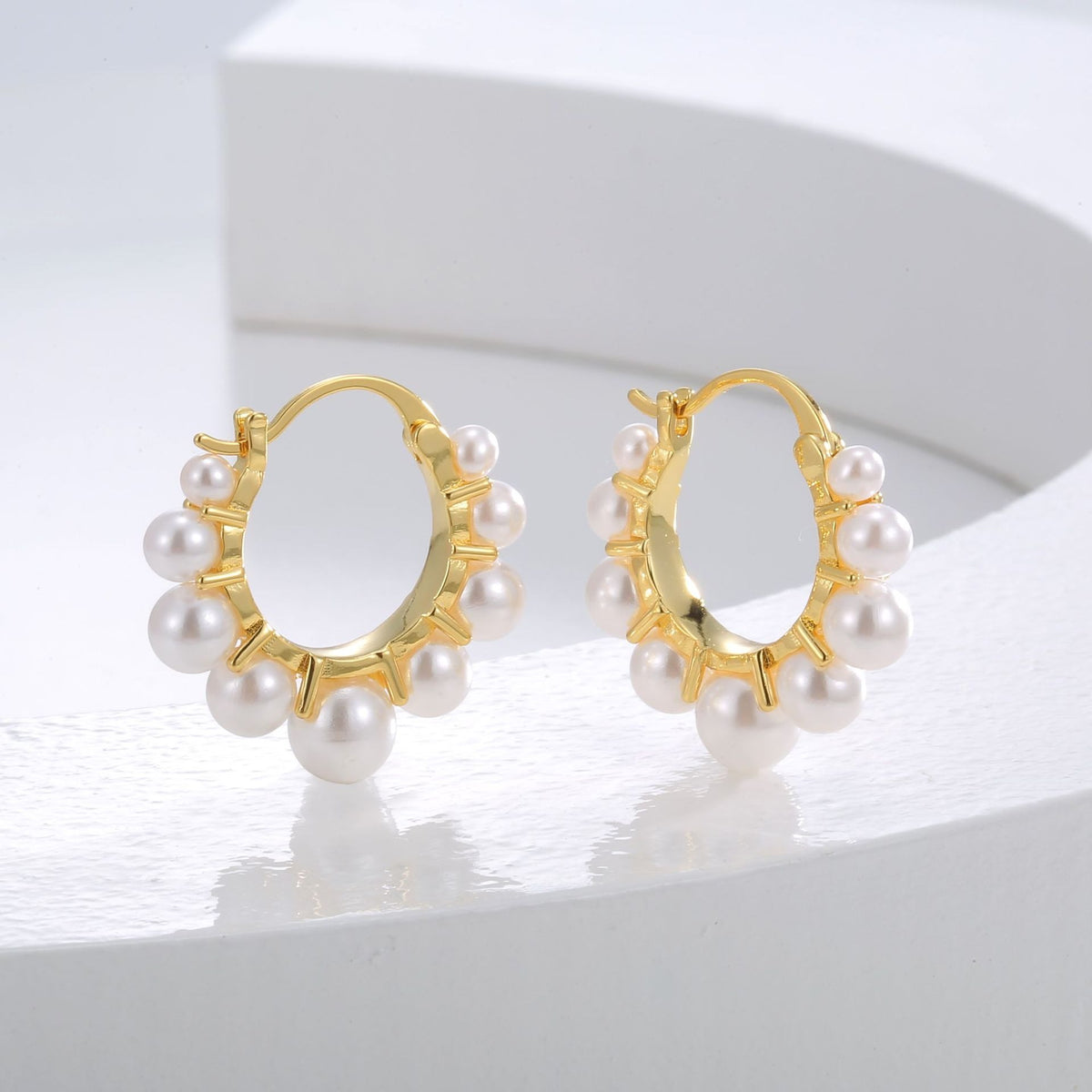 Women's Pearl Hoop Earrings