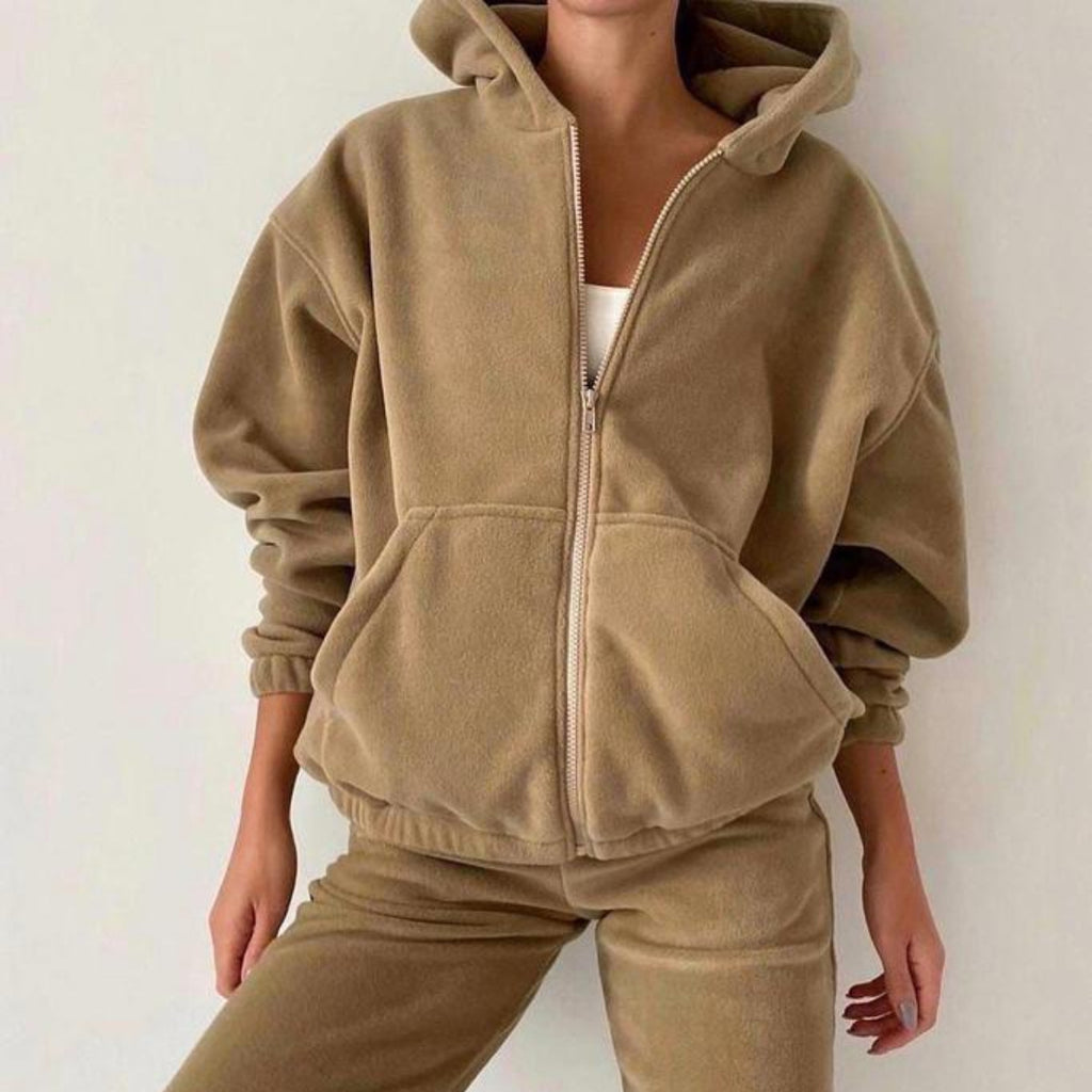 Women's Zip-Up Hoodie Two-Piece Set