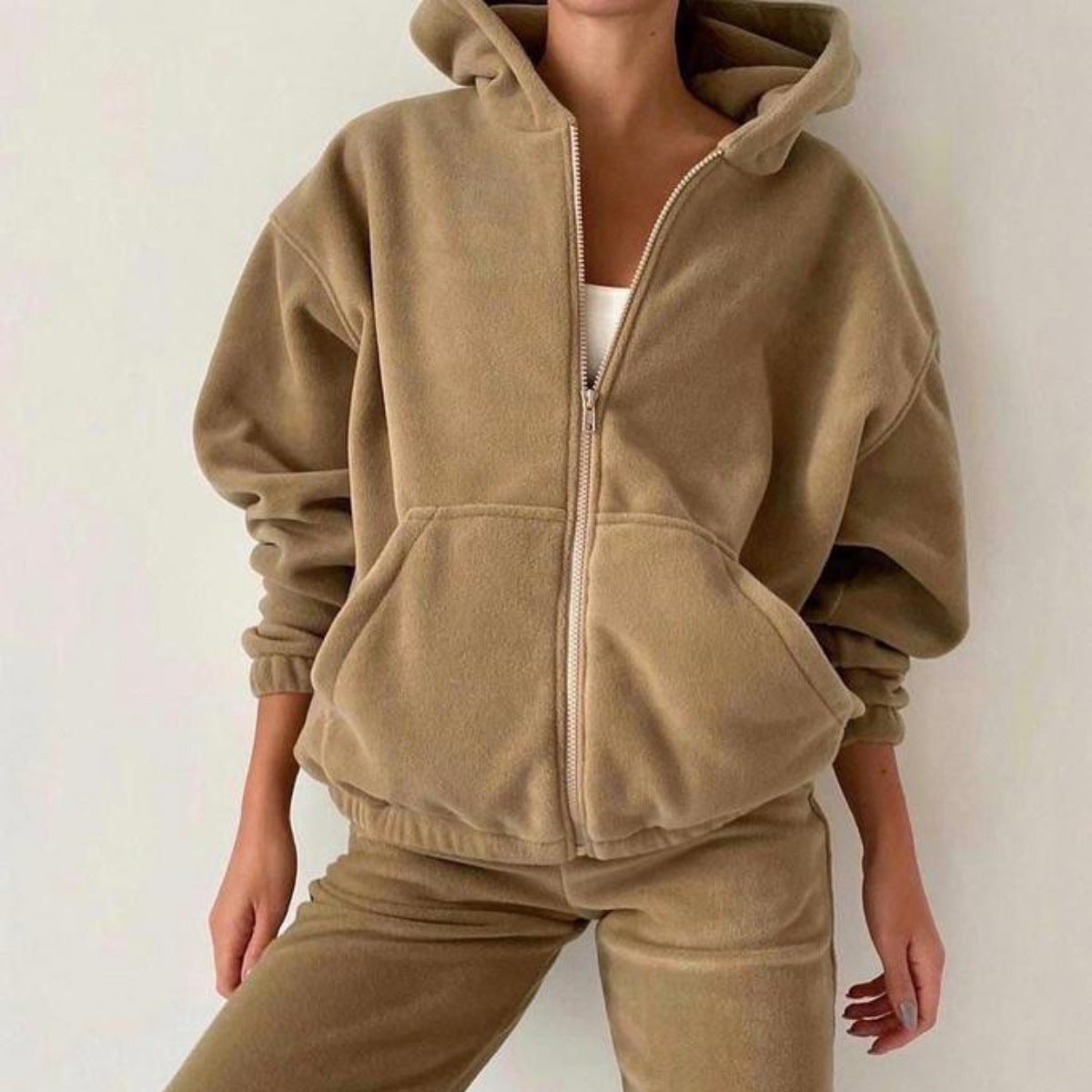 Women's Zip-Up Hoodie Two-Piece Set
