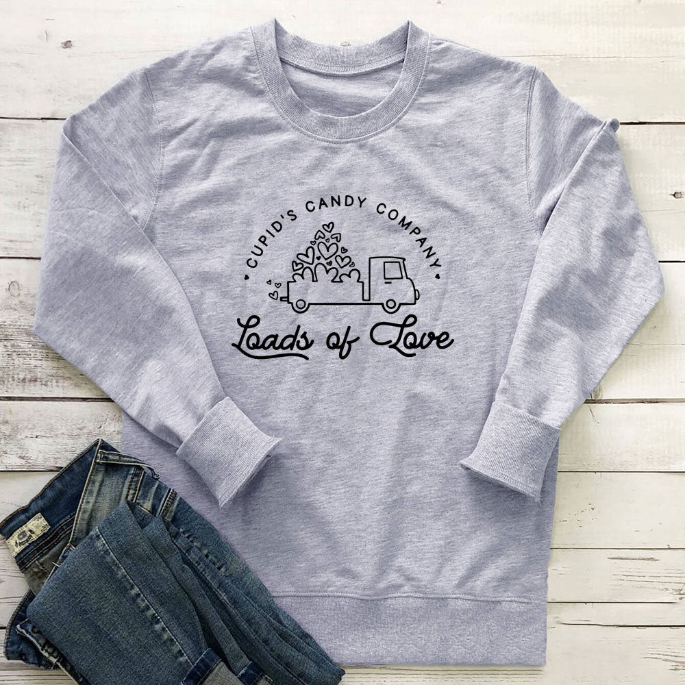 Letter car heart printed long sleeved sweatshirt