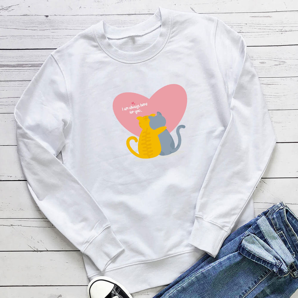 Cat Embrace printed long sleeved sweatshirt