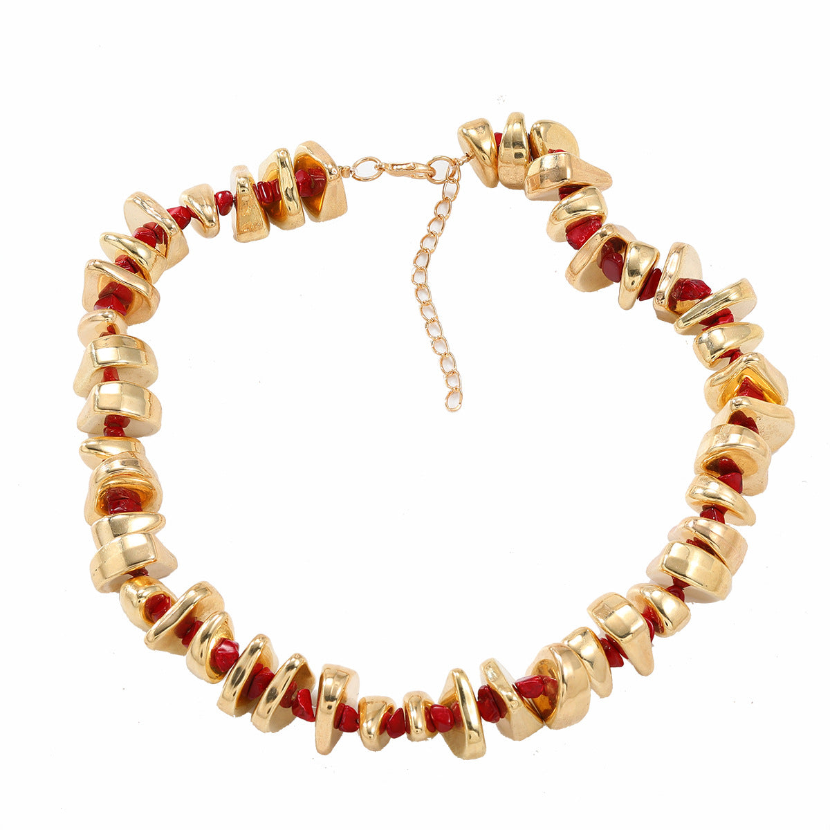 Women's Red & Gold Nugget Bead Jewelry