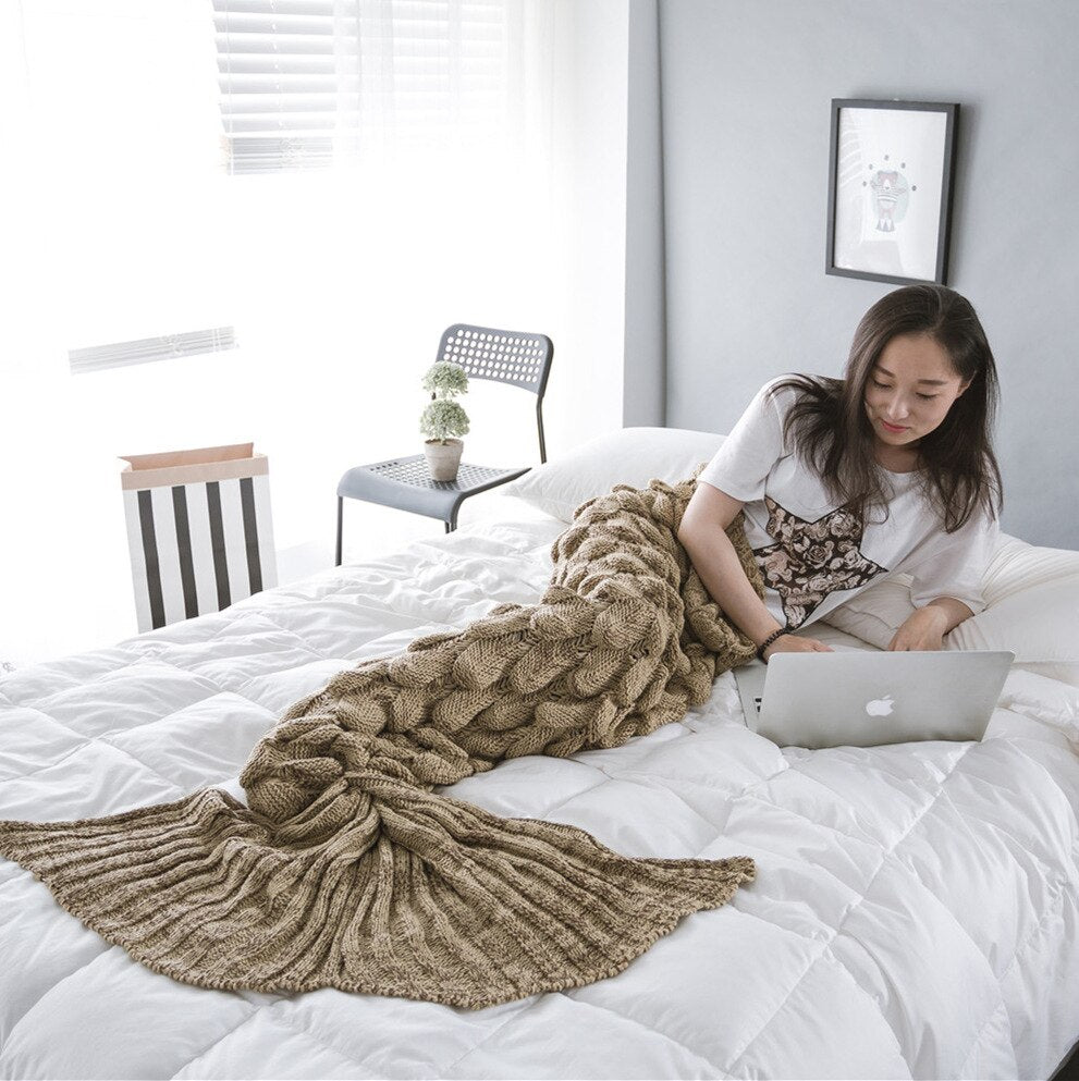 Mermaid Tail Blanket – Knit Fishtail Sofa Blanket
