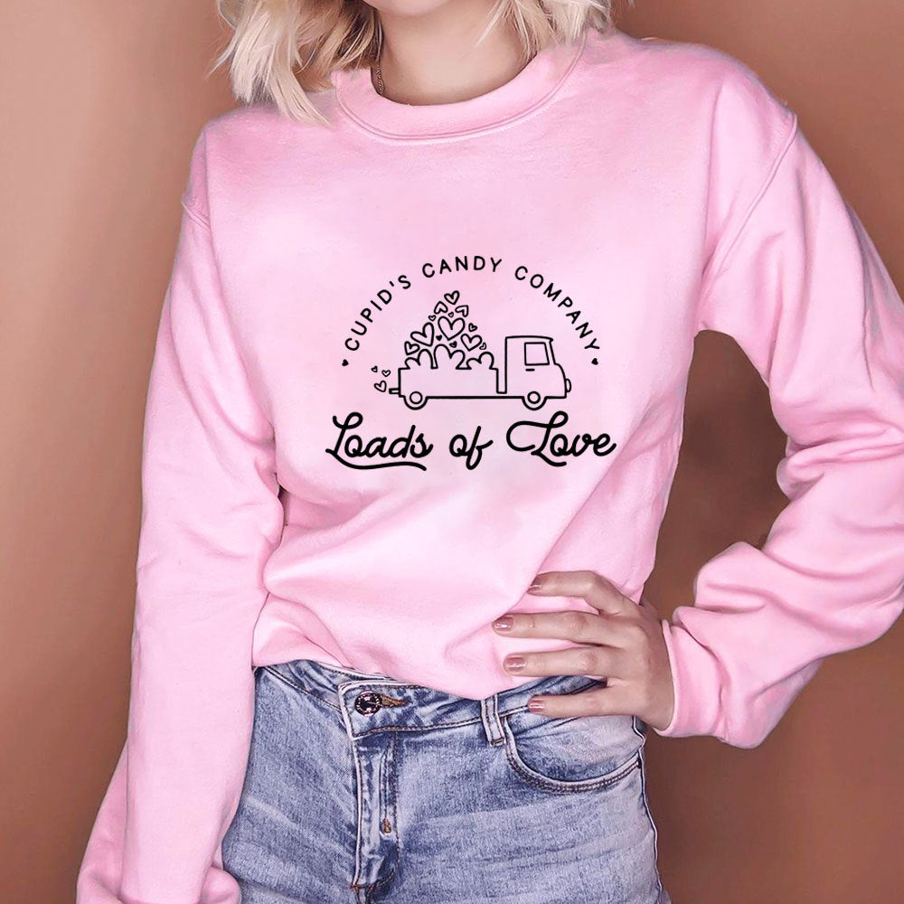 Letter car heart printed long sleeved sweatshirt