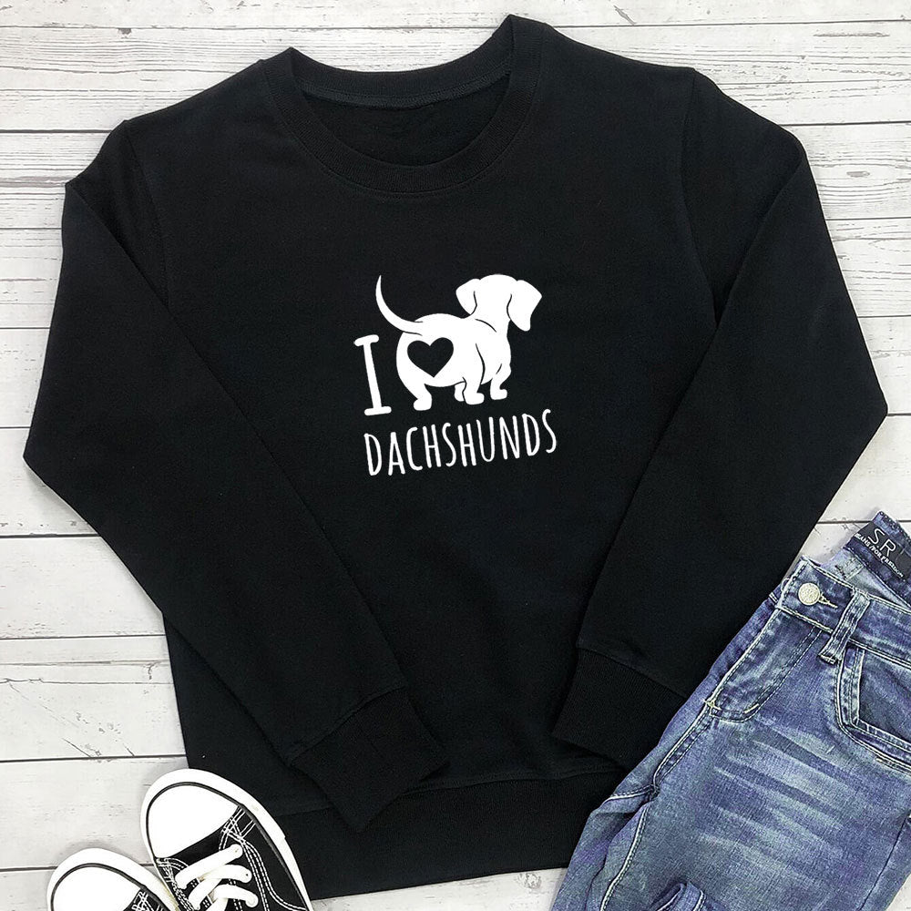 Women's I Love Dachshunds Print Sweatshirt