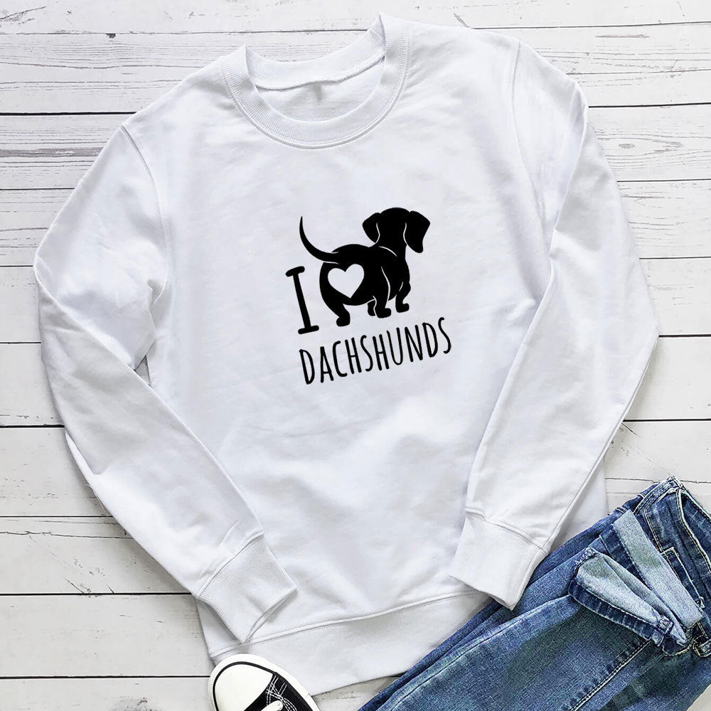 Women's I Love Dachshunds Print Sweatshirt