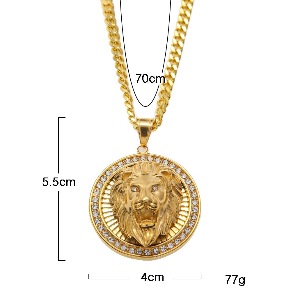 Men's Lion Head Pendant Necklace