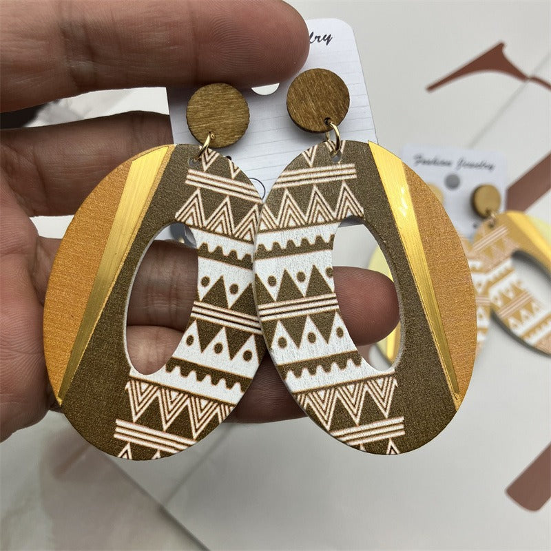 Women's Vintage Indian Wood Earrings