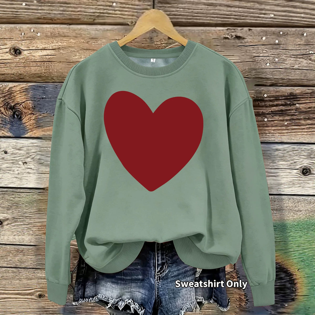 Women's Heart Print Fleece Hoodie
