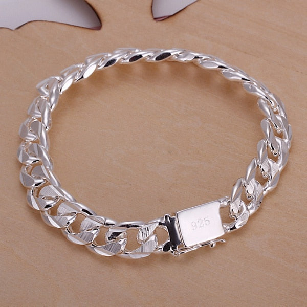 Men's 925 Sterling Silver Curb-Link Bracelet