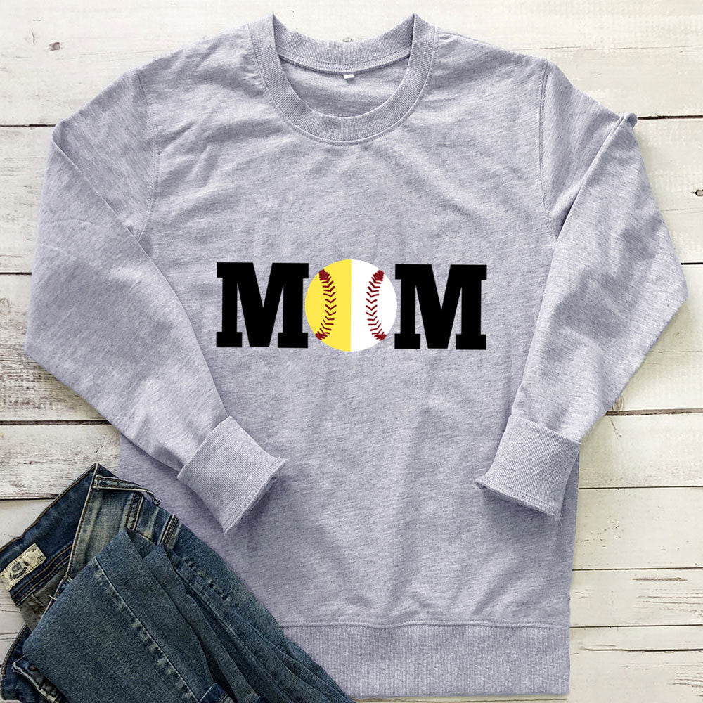 Women's MOM Baseball Print Sweatshirt
