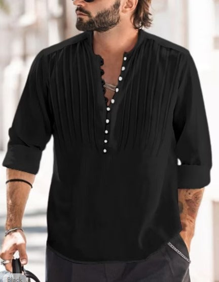 Men's Cotton-Linen Henley Shirt