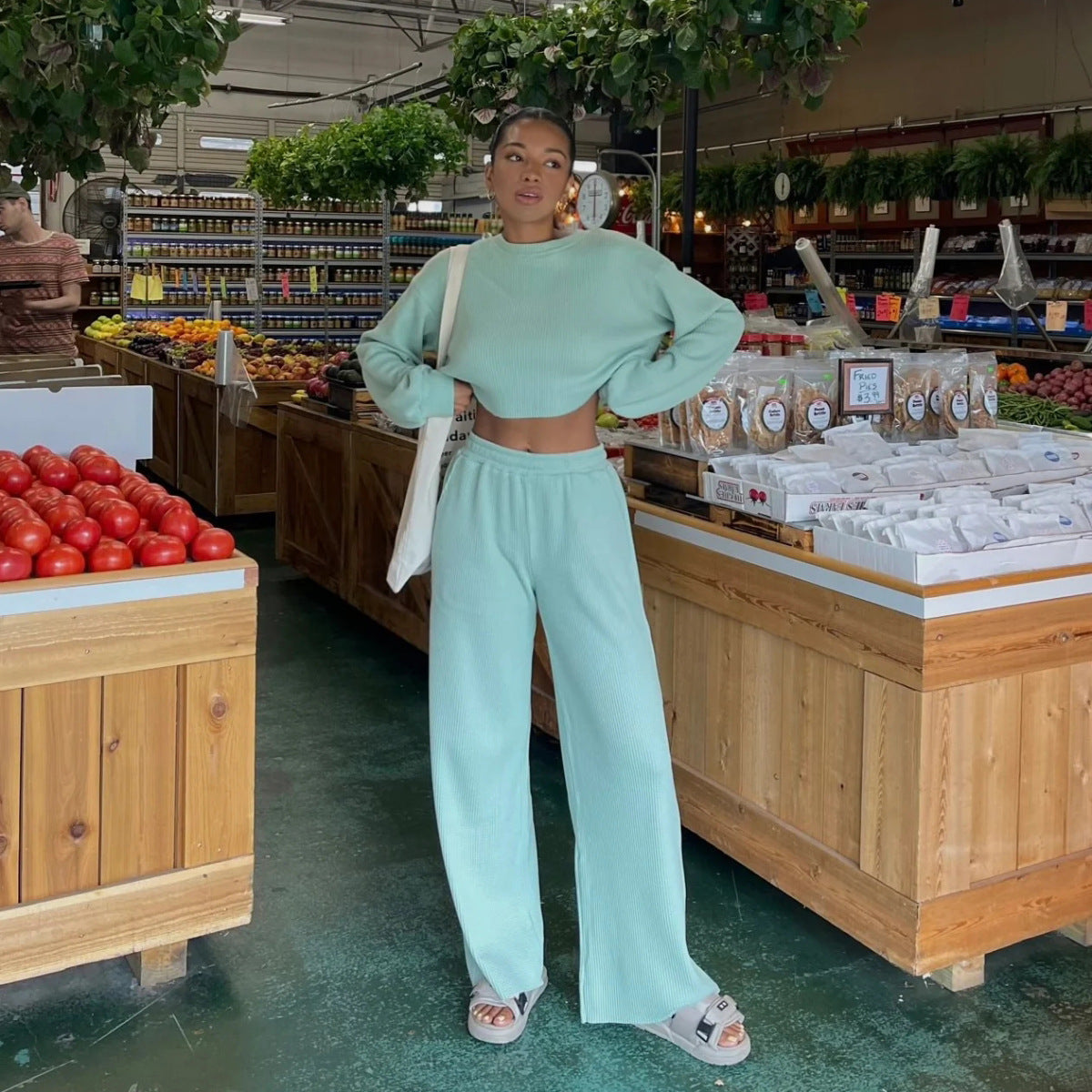 Women's Waffle-Knit Two-Piece Lounge Set