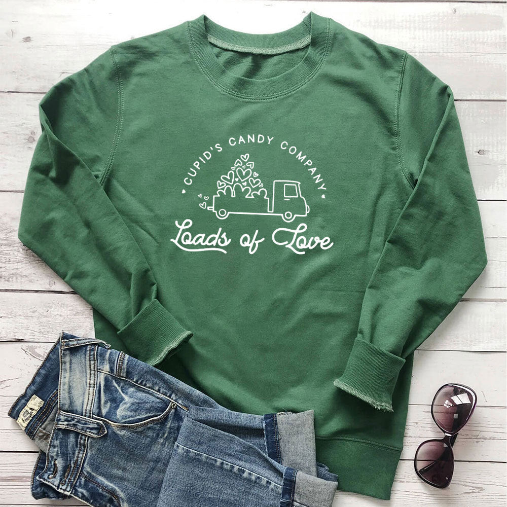 Letter car heart printed long sleeved sweatshirt