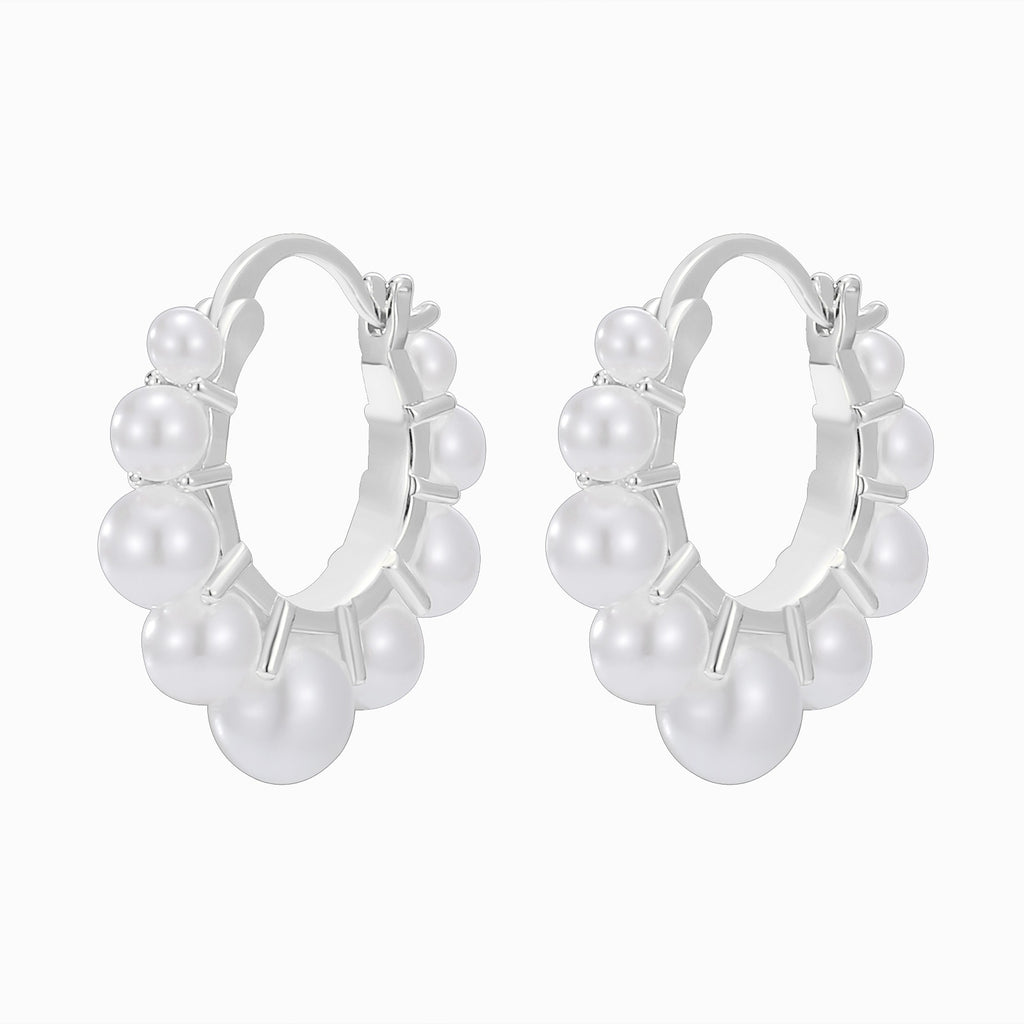 Women's Pearl Hoop Earrings