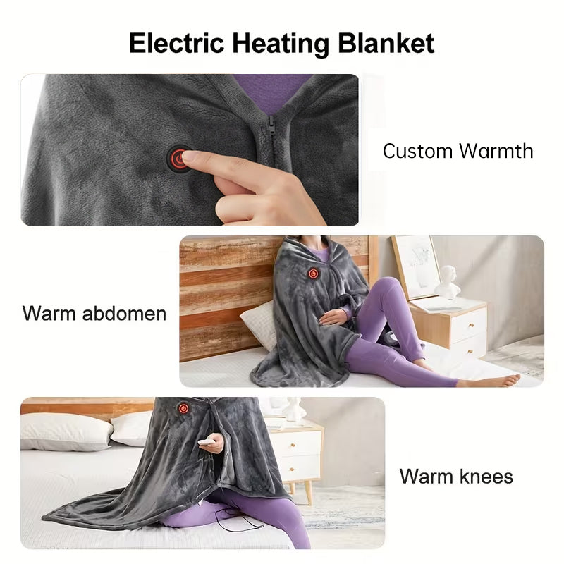 Women's Coral Velvet Heated Blanket Shawl